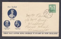 1938. New Zealand. Georg VI ½ D __ On FDC __1 MR 1938.  (MICHEL 236) - JF323574 - Storia Postale