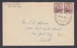 1938. New Zealand. Georg VI 2 Ex 1½ D On FDC 26 JL 1938.  (MICHEL 240) - JF323577 - Lettres & Documents