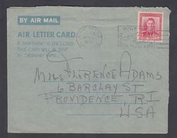 1949. New Zealand. Georg VI 6 D On AIR LATTER CARD To Providence, RI, USA From AUCKLA... (MICHEL 246) - JF323583 - Lettres & Documents