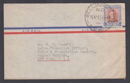 1951. New Zealand. Georg VI 1/3 Sh. On Cover To United Nations, Sales & Circulation S... (MICHEL 296) - JF323587 - Briefe U. Dokumente