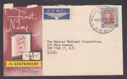 1951. New Zealand. Georg VI 1/3 Sh. On Cover To New York, USA From WELLINGTON 16 NO 5... (MICHEL 296) - JF323589 - Lettres & Documents