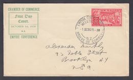 1936. New Zealand. CHAMBER OF COMMERCE 1 D On FDC To NY, USA From WELLINGTON -1. OC 3... (MICHEL 227) - JF323593 - Briefe U. Dokumente