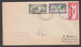 1940. New Zealand. Landscapes 2 Sh. + 6D + 1 D On Cover To Irvington, NJ, USA From AU... (MICHEL 224+203+) - JF323604 - Brieven En Documenten