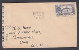 1940. New Zealand. Landscapes 5 D Swordfish. On Cover To Ohio, USA From 4 APR 1944 Ce... (MICHEL 219) - JF323611 - Storia Postale