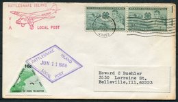 1968 USA Port Clinton, Ohio, Rattlesnake Island, Triangle Local Post, Island Airlines Cover - Poste Locali