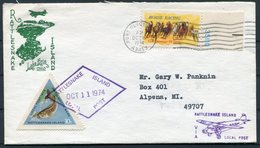 1974 USA Port Clinton, Ohio, Rattlesnake Island, Bass Fish, Triangle Local Post Cover. Island Airways, Lake Erie - Sellos Locales
