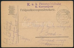 1916 Tábori Posta Levelezőlap "K.u.K. MFP POLA" , "K.u.k. Festungsfeldbahn 5. Kompagnie" - Other & Unclassified