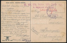 1918 Tábori Posta Képeslap "TP 290" , "M. Kir. 174. Honv. Táb. Tüzér Ezr. 6. Légjármü Elh. üteg." - Other & Unclassified