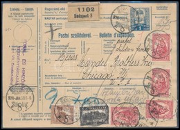 1928 Postai Szállítólevél Az USA-ba Küldve, Rajta 4 X 2P Keskeny Madonna Bélyeg Is - Other & Unclassified