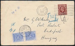 1936 Levél Angliából Budapestre Küldve 2 X 16f Kék Portóval - Other & Unclassified