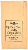 M. Kir. Lőpor és Lőszer Eladás Varga Géza Fűszer- és Csemegekereskedő Edelény Papírtasak - Advertising