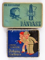 Cca 1930-60 Janina Senator Dohány Szelence Art Deco Illusztrált Fém Doboz Fedéllel, Kopott, 8x9x11 Cm + VIII. Bányásznap - Advertising