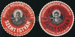 Cca 1920-1940 Kőbányai Polgári Serfőző Rt. Szent István Dupla Malátasör Italcímkéje, Német és Magyar Nyelven, Az Egyiken - Advertising