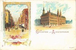 ** T2 Amsterdam, Het Nieuwe Postkantoor, Reguliersbree Straat / New Post Office, Street. J. H. Schäfer, Floral, Litho - Unclassified