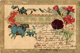 * T2/T3 1902 Floral. Emb. Litho Silk Decorated Art Nouveau Greeting Postcard (EK) - Unclassified