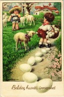 T2 1942 Boldog Húsvéti Ünnepeket / Easter Greeting Art Postcard, Humour. NMM Milano 539-2. S: A Bertiglia - Unclassified