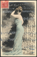 ARTISTIC POSTCARDS: Beautiful Lady And Music Score, Used In Buenos Aires In 1903, VF Quality - Autres & Non Classés