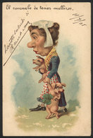 ARTIST SIGNED: "The Consolation Of Having Twins", Lady Carrying 2 Pigs And A 4-leaf Clover, Used In 1905, VF Quality" - Autres & Non Classés