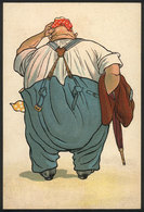 ARTIST SIGNED: Back Of A Very Fat Man, Old Unused German PC, VF Quality - Autres & Non Classés