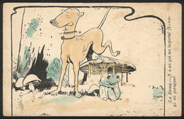 ARTIST SIGNED: Dog Peeing On A Mushroom, Old Unused PC, VF Quality - Other & Unclassified