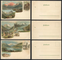 GERMANY: 6 Litho PCs With Varied Views Of The Alps, Illustrated By H.Heubner, Ed. Louis Glaser, Unused, Very Nice - Autres & Non Classés