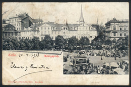 GERMANY: CASSEL: Köningsplatz, Nice View With Tram, PC Sent To Rosario In 1903, Light Staining On Front, Otherwise Fine  - Autres & Non Classés