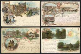 GERMANY: HAMBURG: 4 Color Lithograph Postcards, Good Views, Used In 1897, VF Quality! - Autres & Non Classés