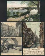 GERMANY: HAMBURG: 3 Postcards With Good Views, Including One Of The Subway, Sent To Argentina Between 1906 And 1912, VF  - Autres & Non Classés