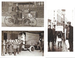 Lot De 3 Photos: Armée Du Salut: Soupe Gratuite, Repas Pour 100 Pauvres, Automobile "vis à Vis" 1895 - Autres & Non Classés