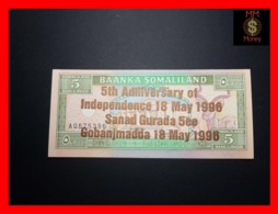 SOMALILAND 5 Shilin 18.5.1996  P. 8 *COMMEMORATIVE*  Bronze Overprint RARE  UNC - Autres - Afrique