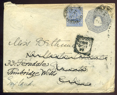 BRITISH GUIANA 1897. Dekoratív, Kiegészített Díjjegyes Boríték  Angliába Küldve - British Guiana (...-1966)