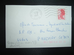 LETTRE TP LIBERTE 2,00 ROUGE OBL.MEC.7-6 1984 86 USSON DU POITOU + TRI INDEXATION BARRES ROSES Marque à Sec V3 - Storia Postale