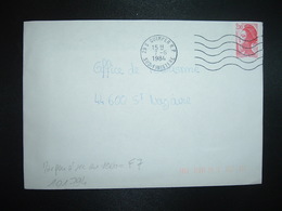 LETTRE TP LIBERTE 2,00 ROUGE OBL.MEC.7-6 1984 29 S QUIMPER RP + TRI INDEXATION BARRES ROSES Marque à Sec F7 - Storia Postale