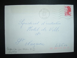 LETTRE TP LIBERTE 2,00 ROUGE OBL.MEC.18-6 1984 59 DECHY + TRI INDEXATION BARRES ROSES Marque à Sec N(carré) - Storia Postale