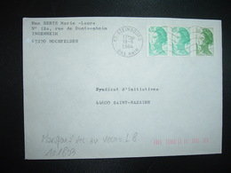 LETTRE TP LIBERTE 1,60 + 0,20 X2 OBL.MEC.19-6 1984 67 STEINBOURG + TRI INDEXATION BARRES ROSES Marque à Sec L8 - Cartas & Documentos