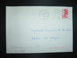 LETTRE TP LIBERTE 2,00 ROUGE OBL.MEC.14-5 1984 27 LES THILLIERS EN VEXIN + TRI INDEXATION BARRES ROSES Marque à Sec:arcT - Briefe U. Dokumente