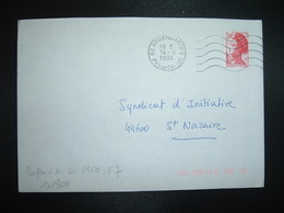 LETTRE TP LIBERTE 2,00 ROUGE OBL.MEC.14-5 1984 62 BRUAY EN ARTOIS + TRI INDEXATION BARRES ROSES Marque à Sec F7 - Storia Postale