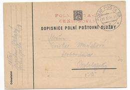 TCHECOSLOVAQUIE - 1938 - MOBILISATION APRES ANNEXION SUDETES  ! CP MILITAIRE FM POLNI POSTA 58 - CENSURE ROUGE ! - Cartas & Documentos