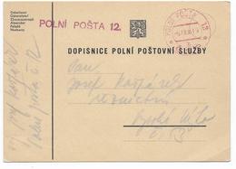 TCHECOSLOVAQUIE - 1938 - MOBILISATION APRES ANNEXION SUDETES  ! CP MILITAIRE FM POLNI POSTA 12 ROUGE ! - Storia Postale