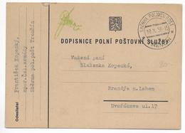 TCHECOSLOVAQUIE - 1938 - MOBILISATION APRES ANNEXION SUDETES  ! CP MILITAIRE FM POLNI POSTA TRENCIN ! - Storia Postale