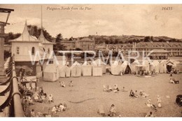 PAIGNTON SANDS FROM PIER OLD B/W POSTCARD DEVON - Paignton