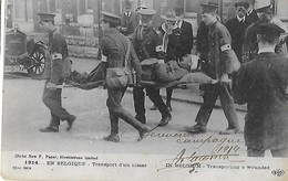 Guerre 1914 1918 - En Belgique - Transport D'un Blessé - Soldats - Militaires - Brancard - Guerra 1914-18