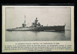 Navire De Guerre -   Croiseur Italien "TRENTO"  - Coupure De Presse (encadré Photo) De 1928 - Autres & Non Classés