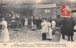 PARIS-27 SEP 1911, L'ACCIDENT DU PONT DE L'ARCHEVECHE, UN AUTOBUS DANS LA SEINE - Sonstige & Ohne Zuordnung