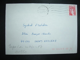 LETTRE TP SABINE 1,30 OBL.MEC.25.02.80 PARIS GARE MONTPARNASSE + TRI INDEXATION BARRES ROSES Marque à Sec F7 - Storia Postale