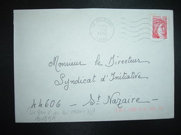 LETTRE TP SABINE 1,30 OBL.MEC.1-3 1980 42 BALBIGNY + TRI INDEXATION BARRES ROSES Marque à Sec N9 - Cartas & Documentos