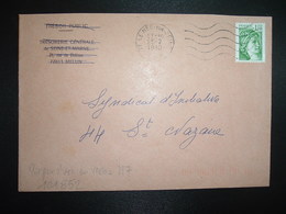 LETTRE TP SABINE 1,10 OBL.MEC.25-2 1980 77 LE MEE SUR SEINE + TRI INDEXATION BARRES ROSES Marque à Sec H7 - Storia Postale