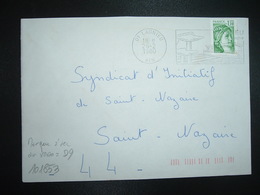 LETTRE TP SABINE 1,10 OBL.MEC.26-2 1980 01 LAGNIEU + TRI INDEXATION BARRES ROSES Marque à Sec D9 - Storia Postale