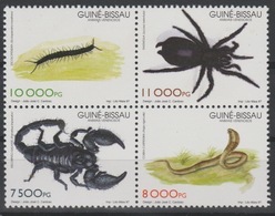 Guiné-Bissau Guinea Guinée Bissau 1997 Mi. 1252 - 1255 Poisonous Animals Fauna Block Of 4 Serpent Snake Scorpion Spider - Guinea-Bissau