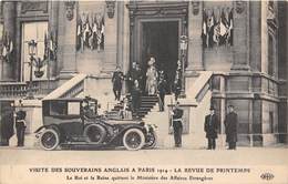 PARIS-VISITE DES SOUVERIANS ANGLAIS A PARIS 1914, LA REVUE DE PRINTEMPS , LE ROI ET LA REINE QUITTENT LE MINISTERE DES A - Autres & Non Classés